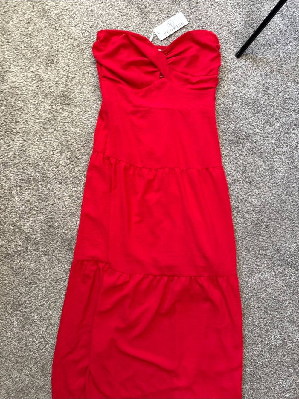 Ecowish Strapless Red Maxi Dress with Sweetheart Neckline